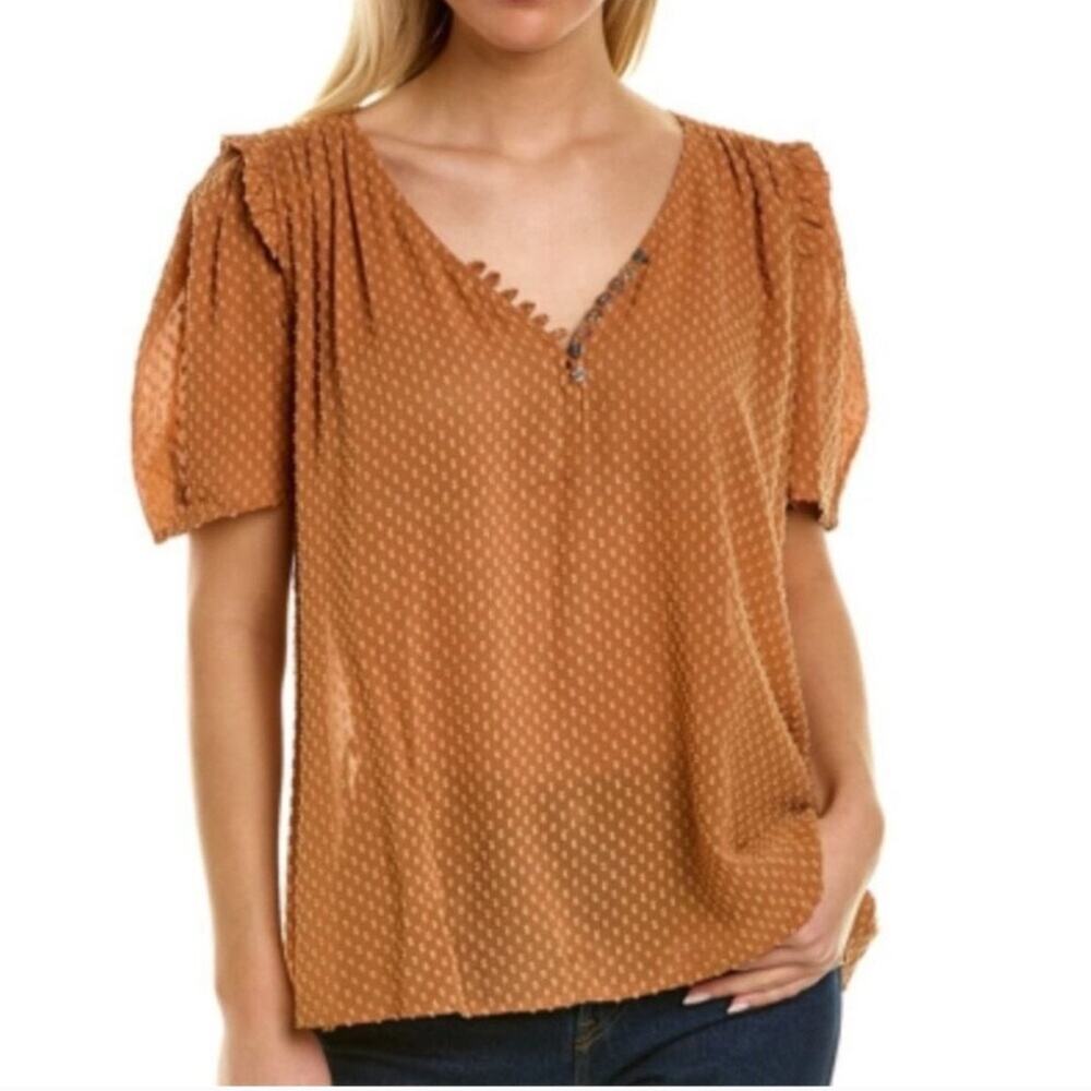 Johnny Was Orange Button Blouse Size Large